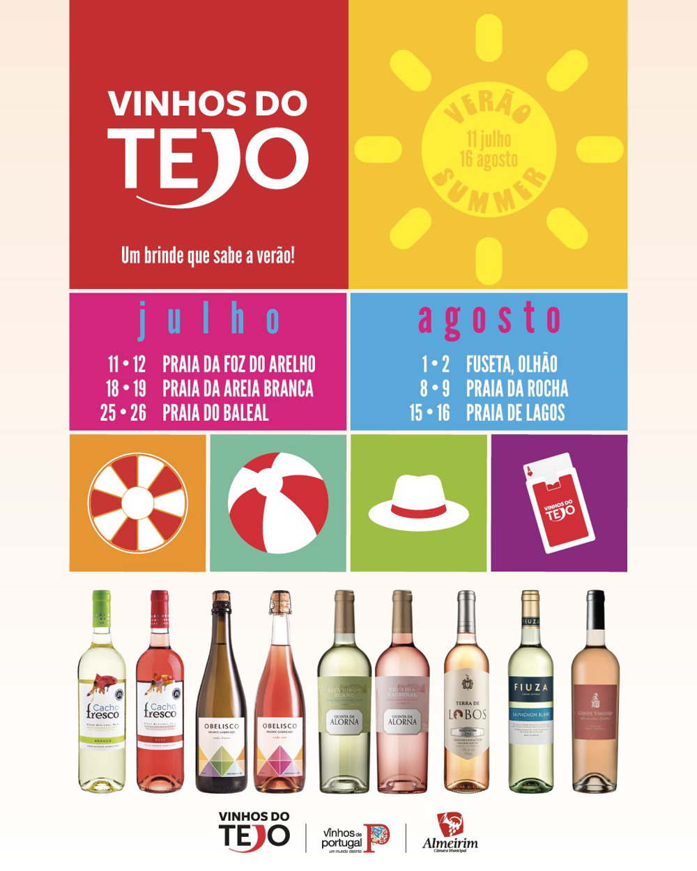 Vinhos do Tejo nas praias de Portugal com provas e brindes